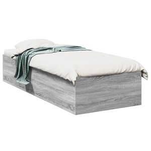 vidaXL gultas rāmis, pelēka ozolkoka, 75x190 cm, inženierijas koks