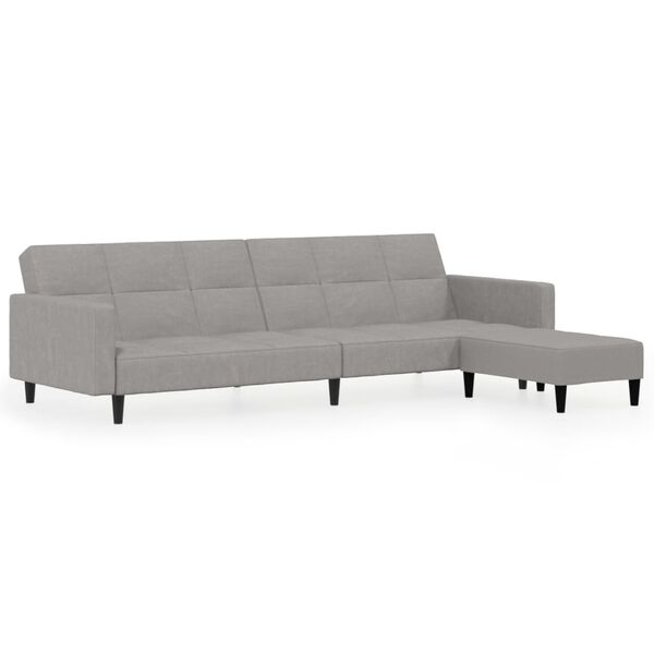 vidaXL 2-vietīga dīvāngulta ar soliņu, pelēks mikro&scaron;ķiedras audums