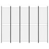vidaXL 5-paneļu istabas aizslietnis, 250x200 cm, balts audums