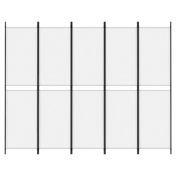 vidaXL 5-paneļu istabas aizslietnis, 250x200 cm, balts audums