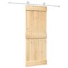 vidaXL Slīdo&scaron;ās durvis 80 x 210 cm Cieta priedes koks (neapstrādāts)