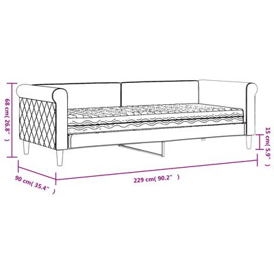 vidaXL izvelkams dīvāns ar matraci, melns, 80x200 cm, samts