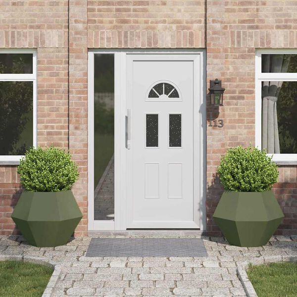 vidaXL Puķu kaste 2 pcs Olīvu zaļš 75 x 75 x 60 cm Tērauds