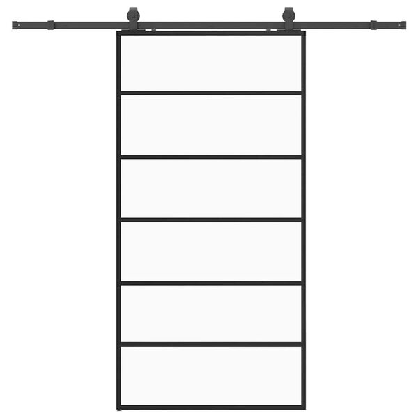 vidaXL bīdāmās durvis ar stiprinājumiem, melns, stikls, 102x205 cm
