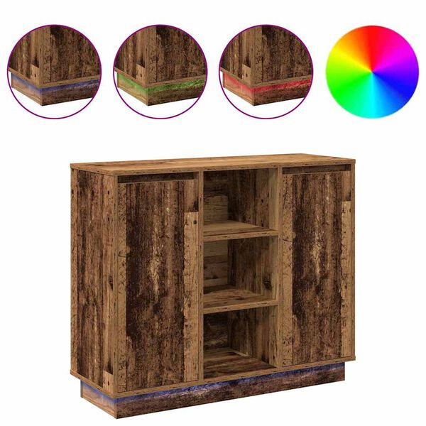 vidaXL LED sānu galds Vecs koks 90 x 32 x 75 cm Inženierijas koks