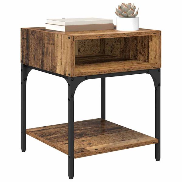 vidaXL Naktsgaldiņ&scaron; Vecs koks 40 x 40 x 50 cm Inženierijas koks