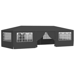 vidaXL dārza nojume ar sānu sienām, profesionāla, 4x9 m, pelēka