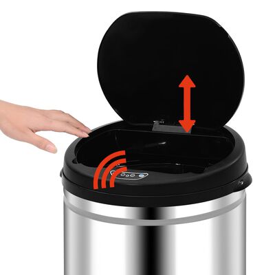 vidaXL automātiska atkritumu tvertne ar sensoru, tērauds, 50 L