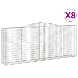 vidaXL arkveida gabiona grozi, 8 gb., 400x50x160/180cm, cinkota dzelzs