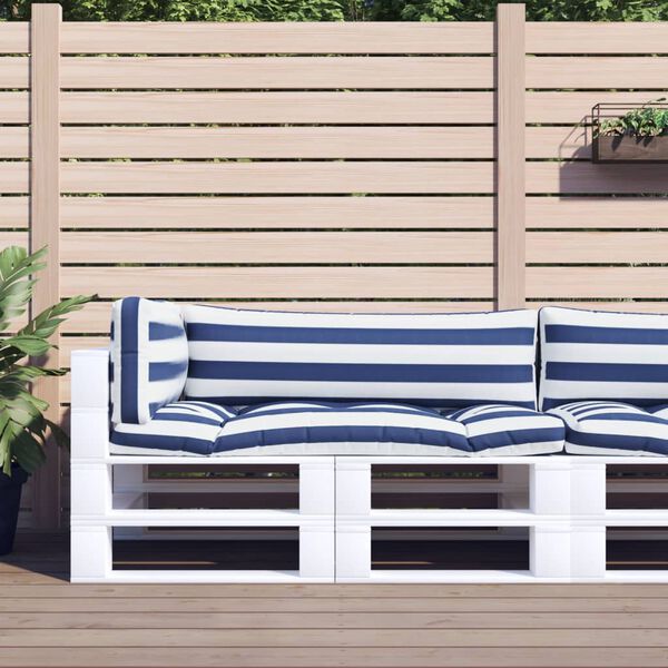 vidaXL pale&scaron;u dīvāna matrači, 3 gab., zilas un baltas svītras, audums