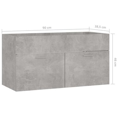 vidaXL izlietnes skapītis, betona pelēks, 90x38,5x46 cm, skaidu plātne