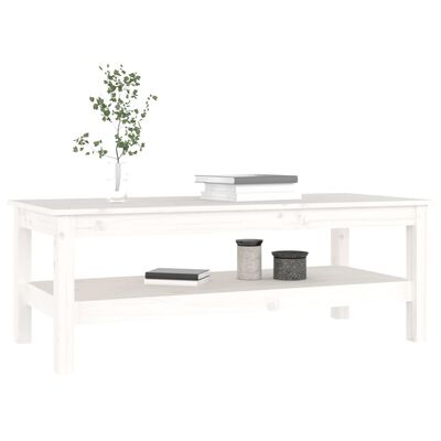 vidaXL kafijas galdiņš, balts, 110x50x40 cm, priedes masīvkoks