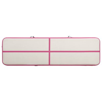 vidaXL piepūšams vingrošanas paklājs ar pumpi, 700x100x20 cm, rozā PVC