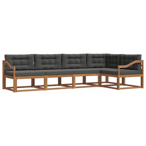 vidaXL Āra dīvānu komplekts ar spilvenu 5 pcs Dabisks un antracīts