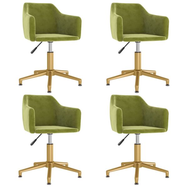 vidaXL grozāmi virtuves krēsli, 4 gab., gai&scaron;i zaļ&scaron; samts