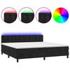 vidaXL atsperu gulta ar matraci, LED, melns samts, 200x200 cm