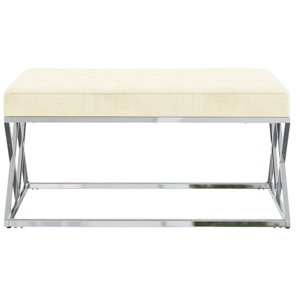 vidaXL sols, krēmkrāsas samts un nerūsējo&scaron;s tērauds