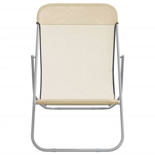 vidaXL saliekami sauļo&scaron;anās krēsli 2gab. krēmkrāsas tekstilēns tērauds