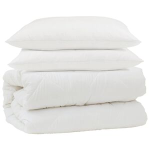 vidaXL Segas komplekts ar spilvenu 3 pcs Balts Mikrofibra un pūks