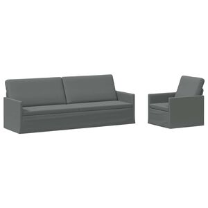 vidaXL Dīvānu komplekts 2 pcs Tum&scaron;i pelēka Audums