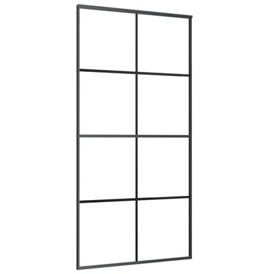 vidaXL bīdāmās durvis, 102,5x205 cm, ESG stikls, melns alumīnijs