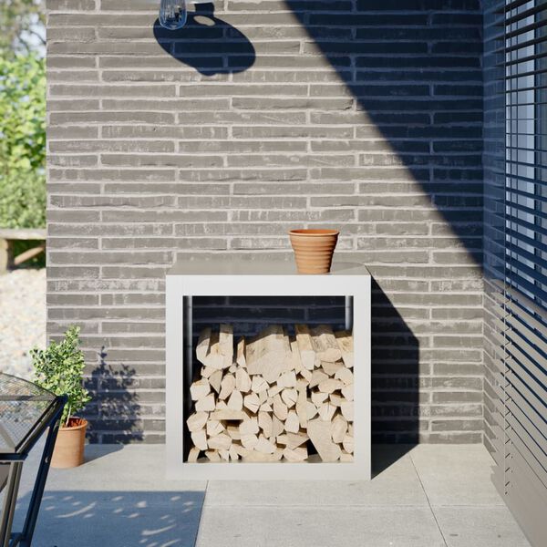 vidaXL malkas uzglabā&scaron;anas statīvs, balts, 60x40x60 cm, tērauds