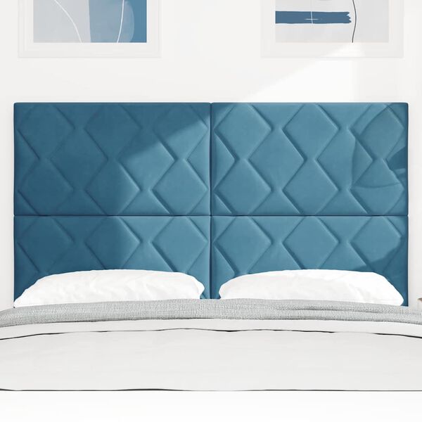 vidaXL Galvgalis ar galvas klāju Tum&scaron;i zila 160 cm Samts