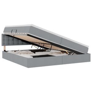 vidaXL Gulta ar uzglabā&scaron;anas vietu un LED Gai&scaron;i pelēks 200 x 200 cm