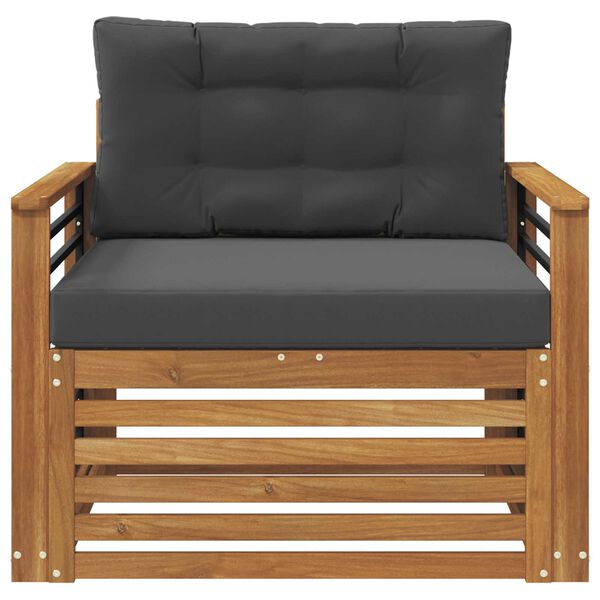 vidaXL Āra dīvānu komplekts Cieta akācijas koks un poliesters Dabiska