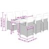 vidaXL 7-daļīgs bistro mēbeļu komplekts, matrači, pelēks PE