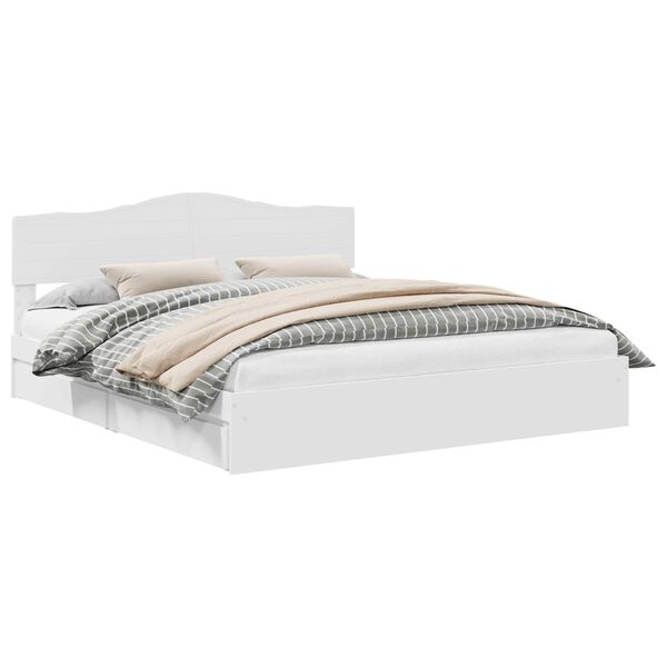 vidaXL Glabā&scaron;anas gulta Balts 180 x 200 cm Inženierijas koks