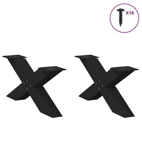 vidaXL kafijas galdiņa kājas, 2 gab., X-veida, melnas, 70x(30-31) cm, tērauds