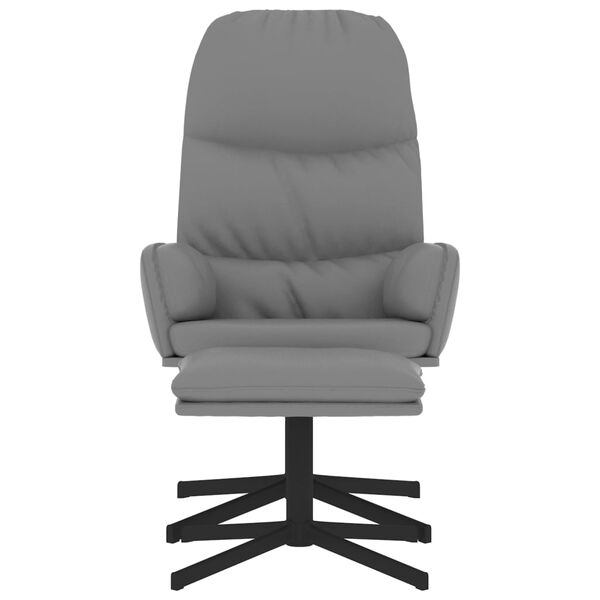 vidaXL atpūtas krēsls ar kājsoliņu, pelēka mākslīgā āda