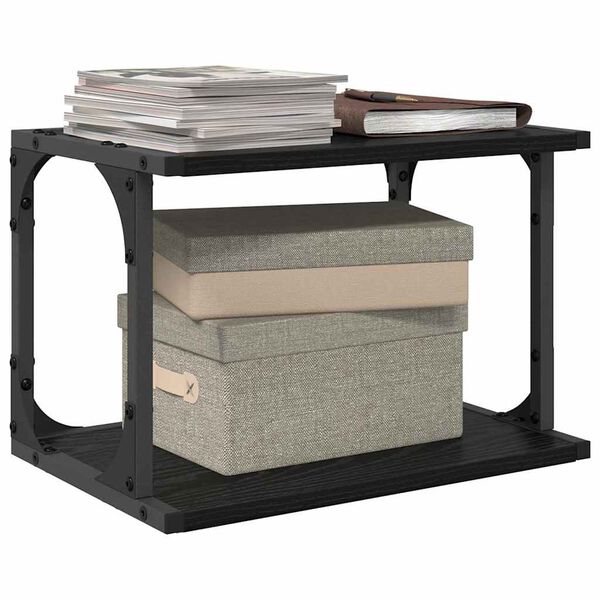 vidaXL Printera statīvs Melns ozolkoks 41 x 28 x 33.5 cm