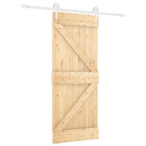 vidaXL Slīdo&scaron;ās durvis 85 x 210 cm Cieta priedes koks (neapstrādāts)