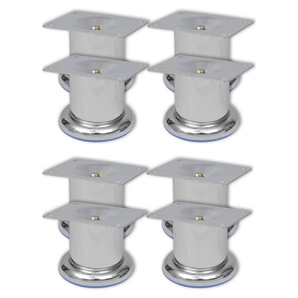 vidaXL dīvāna kājas, 8 gab., apaļas, hroms, 60 mm