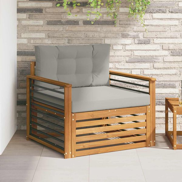 vidaXL Āra dīvānu komplekts Cieta akācijas koks un poliesters Dabiska