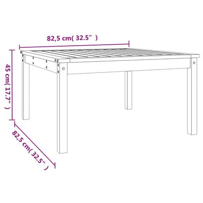 vidaXL dārza galds, 82,5x82,5x45 cm, priedes masīvkoks