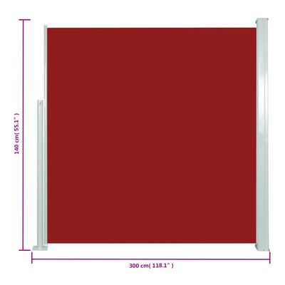 vidaXL izvelkama sānu markīze, sarkana, 140x300 cm