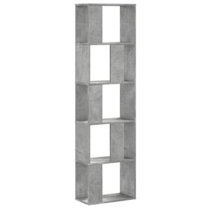 vidaXL grāmatu plaukts, 5 līmeņi, betona pelēks, 45x23,5x162,5cm, koks