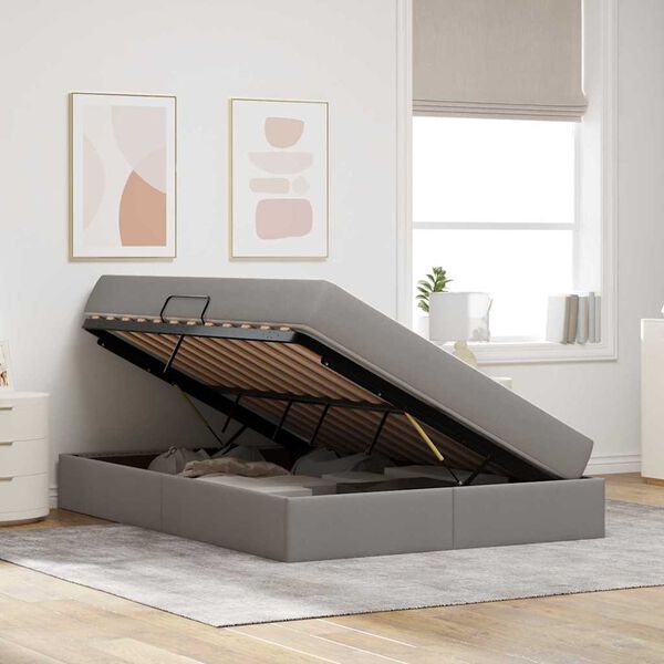 vidaXL Gulta ar uzglabā&scaron;anas vietu un matraci Pelēkbrūna 140 x 200 cm