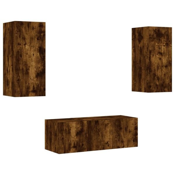 vidaXL 4-daļīgs TV skapī&scaron;u komplekts ar LED, ozola, inženierijas koks