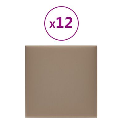 vidaXL sienas paneļi, 12 gab., 30x30 cm, mākslīgā āda, 1,08 m²