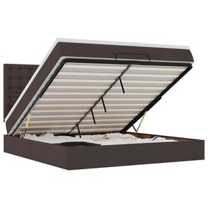 vidaXL Osmaņu gulta ar matraci & LEDs, tum&scaron;i brūns, 180x200cm, audums
