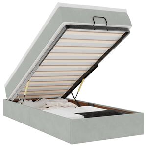 vidaXL Osmaņu gultas rāmis ar matrača gai&scaron;i pelēks 80x200 cm samts