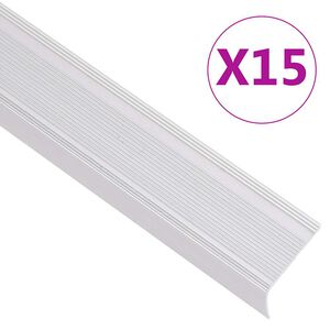 vidaXL kāpņu profili, 15 gb., L forma, 90 cm, sudraba krāsas alumīnijs