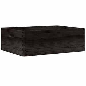 vidaXL koka kaste ar rokturiem, melns, 40x30x13 cm, priedes masīvkoks