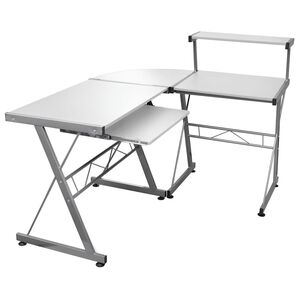 vidaXL stūra datorgalds, balts, 132x112x99 cm, inženierijas koks