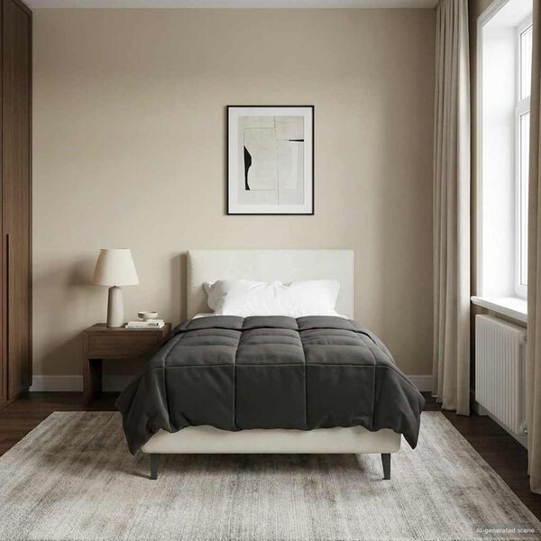 vidaXL Pilnas gada sega Tiltiņ&scaron; Antracīts 155 x 200 cm Mikro&scaron;ķiedra