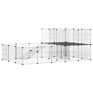 vidaXL 36 paneļu mājdzīvnieku būris, melns, 175x105x70 cm, tērauds